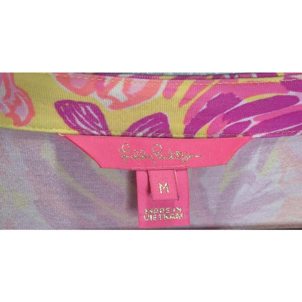 Lilly Pulitzer Folly Floral Wrap Dress Calla Yellow Floral Coral Medium - Picture 5 of 8
